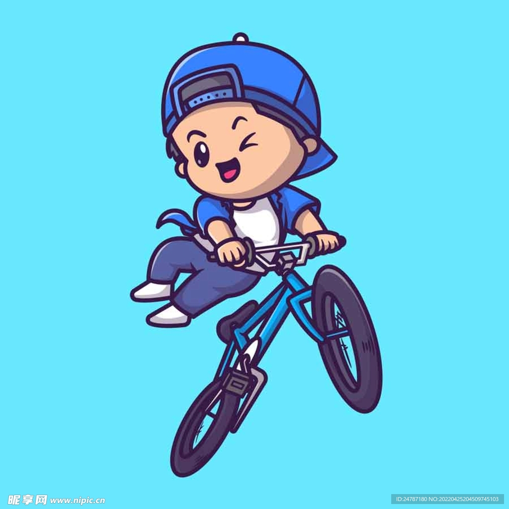 男孩骑自行车