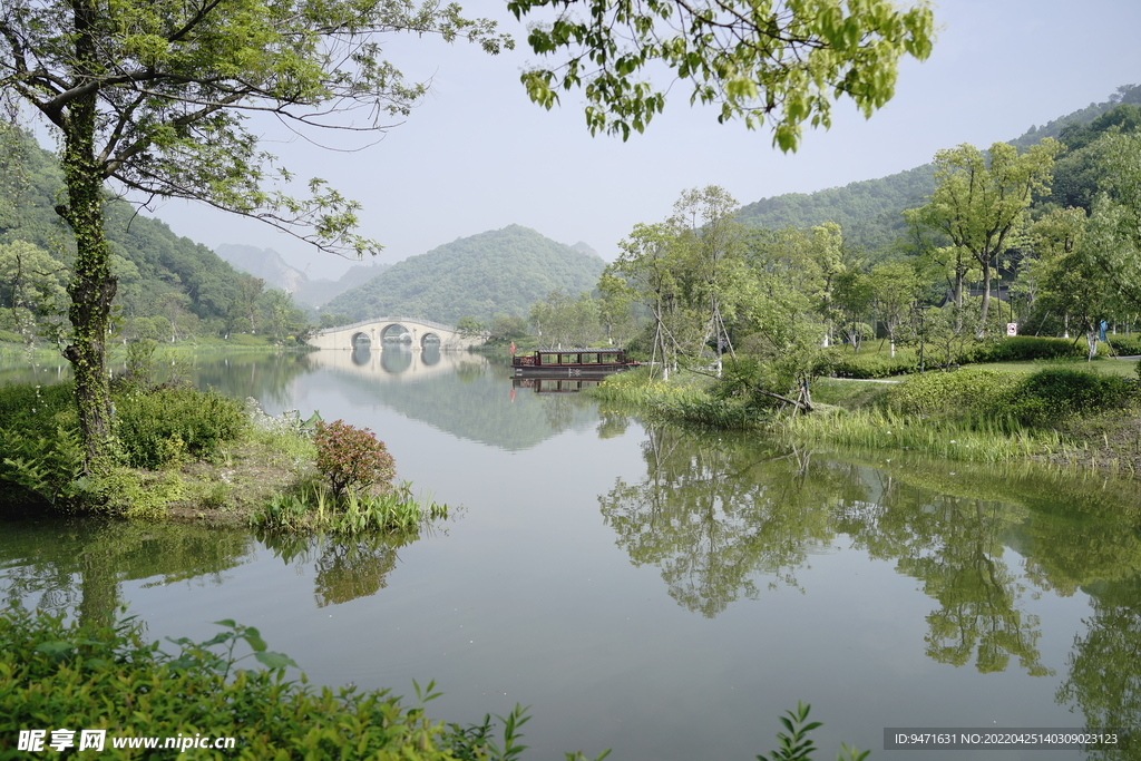 杭州铜鉴湖公园风景实拍 