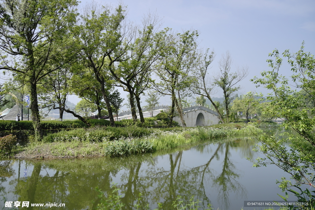 杭州铜鉴湖公园风景实拍