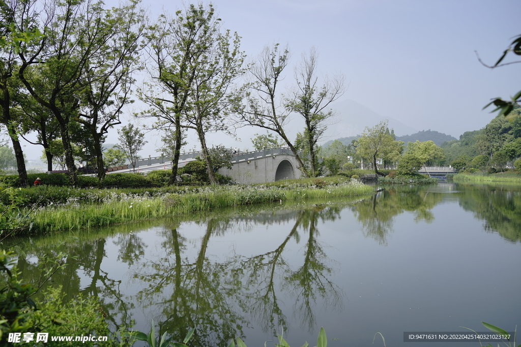 杭州铜鉴湖公园风景实拍