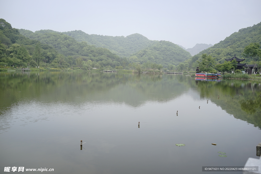 杭州铜鉴湖公园风景实拍 