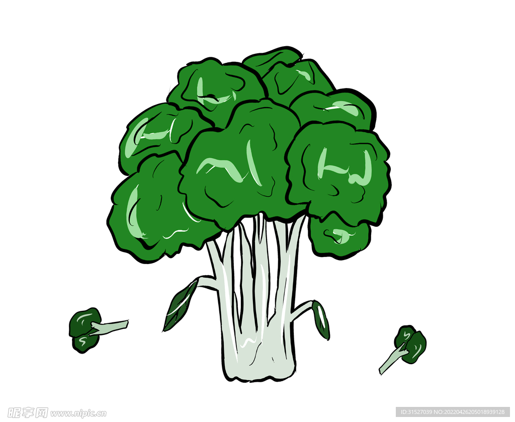 蔬菜卡通手绘线稿西兰花素材