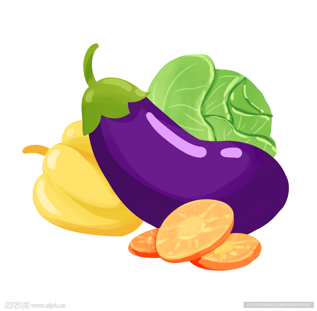 手绘卡通蔬菜紫茄子