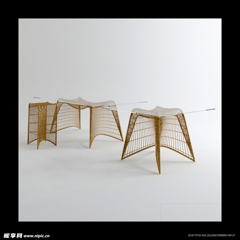 藤编桌椅模型