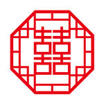 红色喜庆双喜贴花