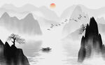 水墨山水艺术背景墙