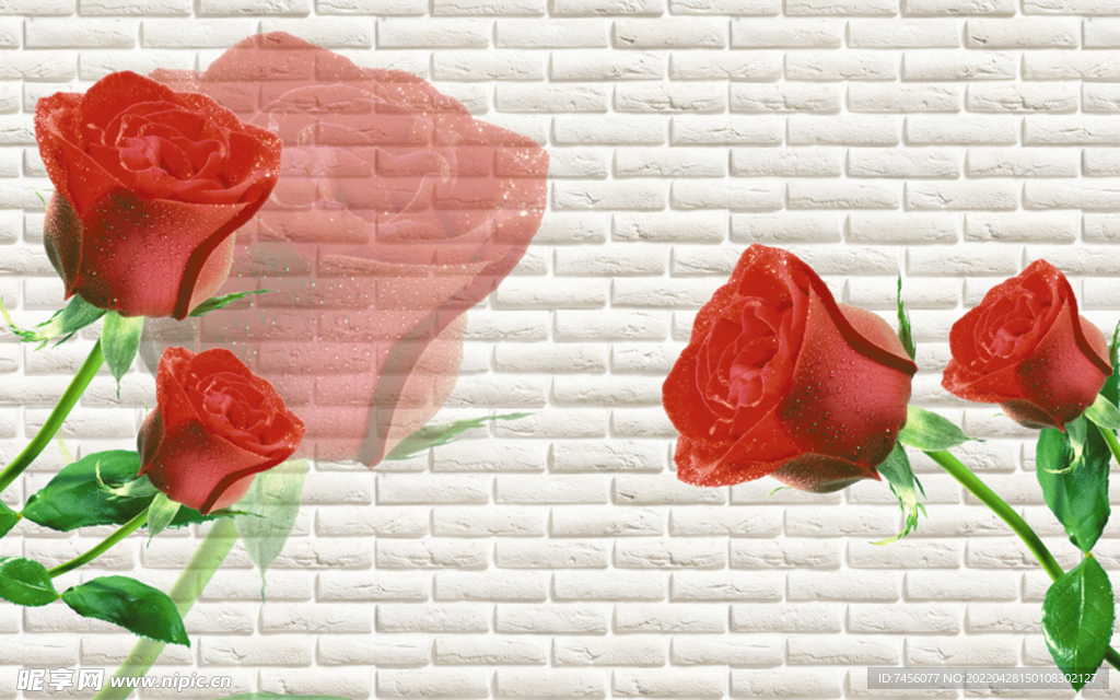 红玫瑰花束墙面背景墙
