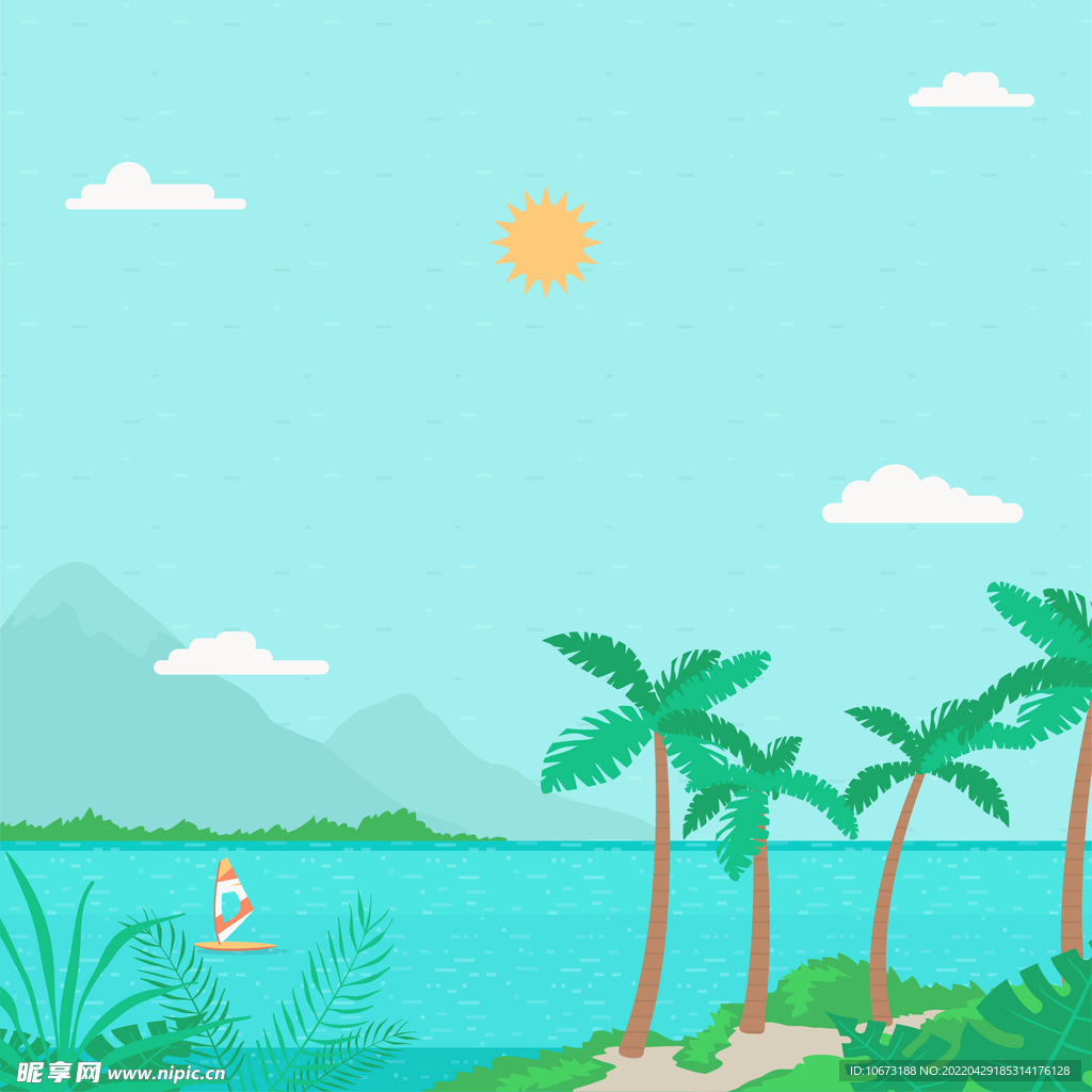 夏日沙滩背景 