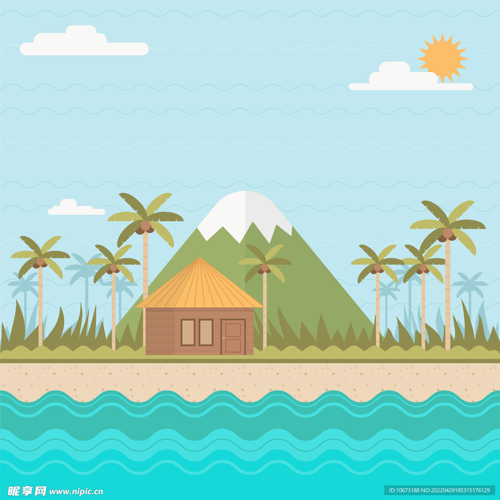 夏日沙滩背景 