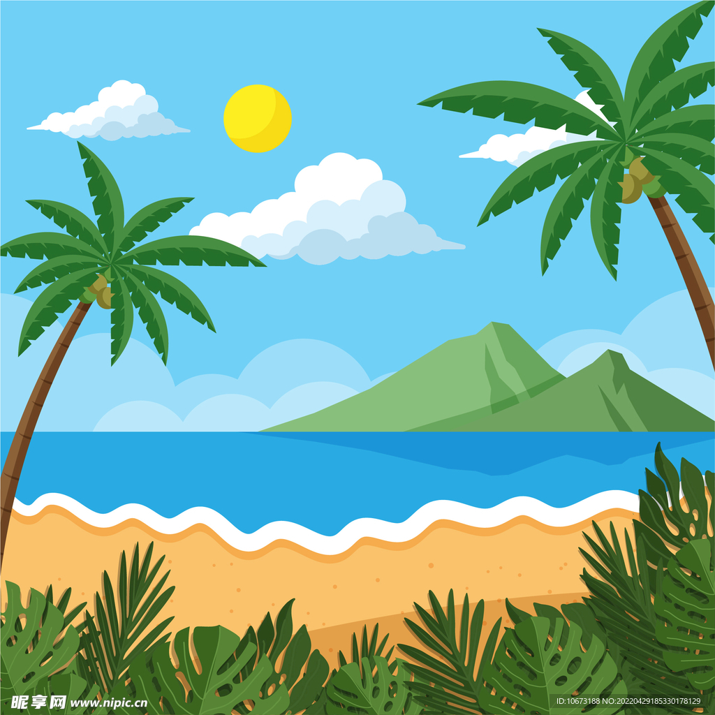 夏日沙滩背景 