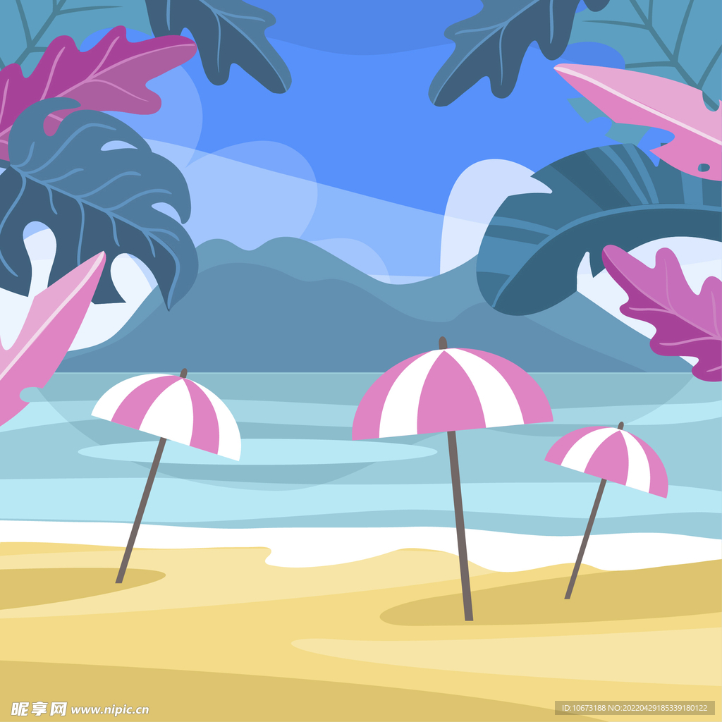 夏日沙滩背景 