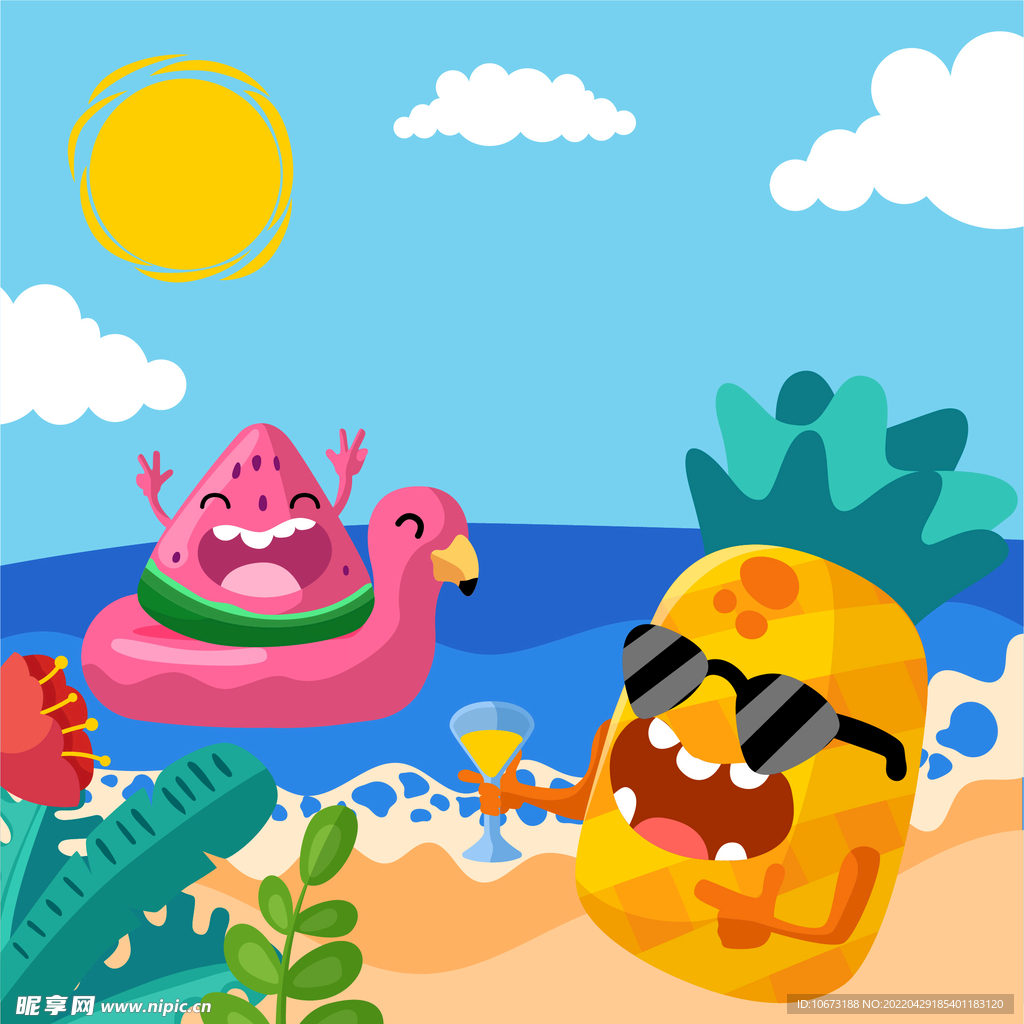 夏日沙滩背景 