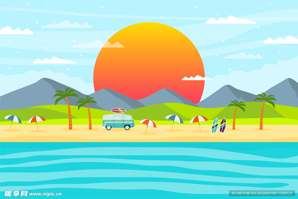 夏日沙滩背景