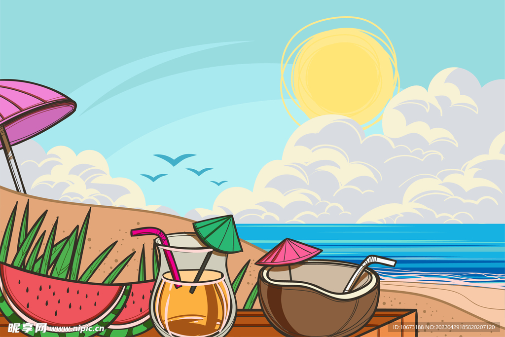 夏日沙滩背景