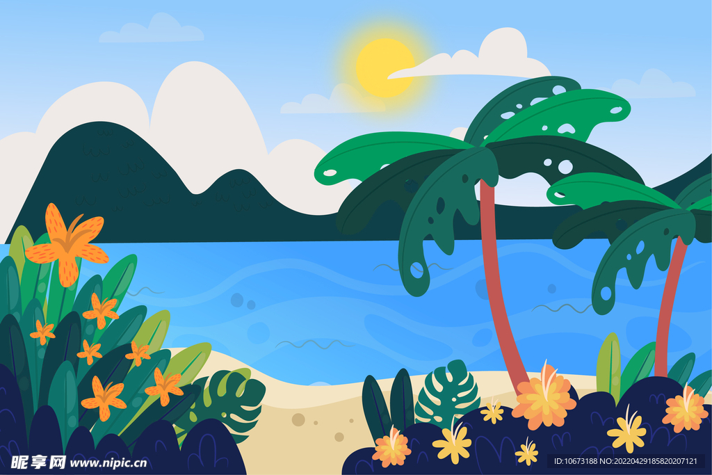 夏日沙滩背景