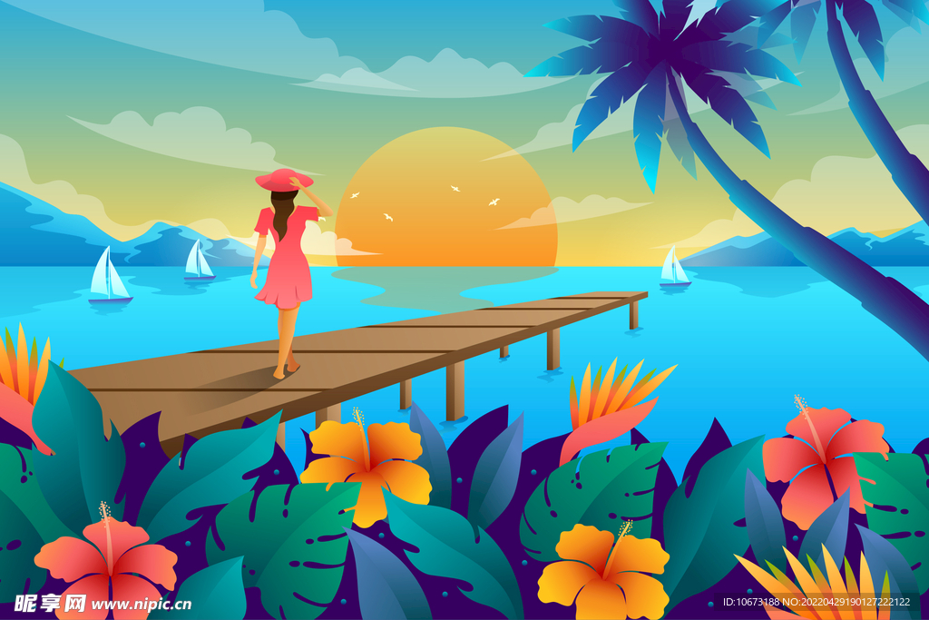 夏日沙滩背景