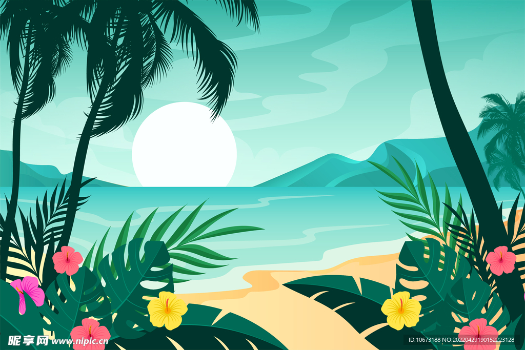 夏日沙滩背景