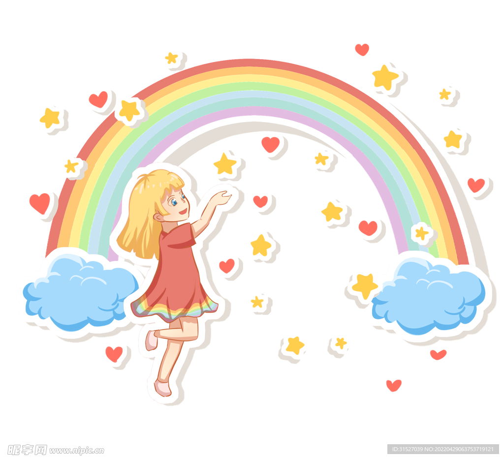 插画儿童节彩虹元素图片  