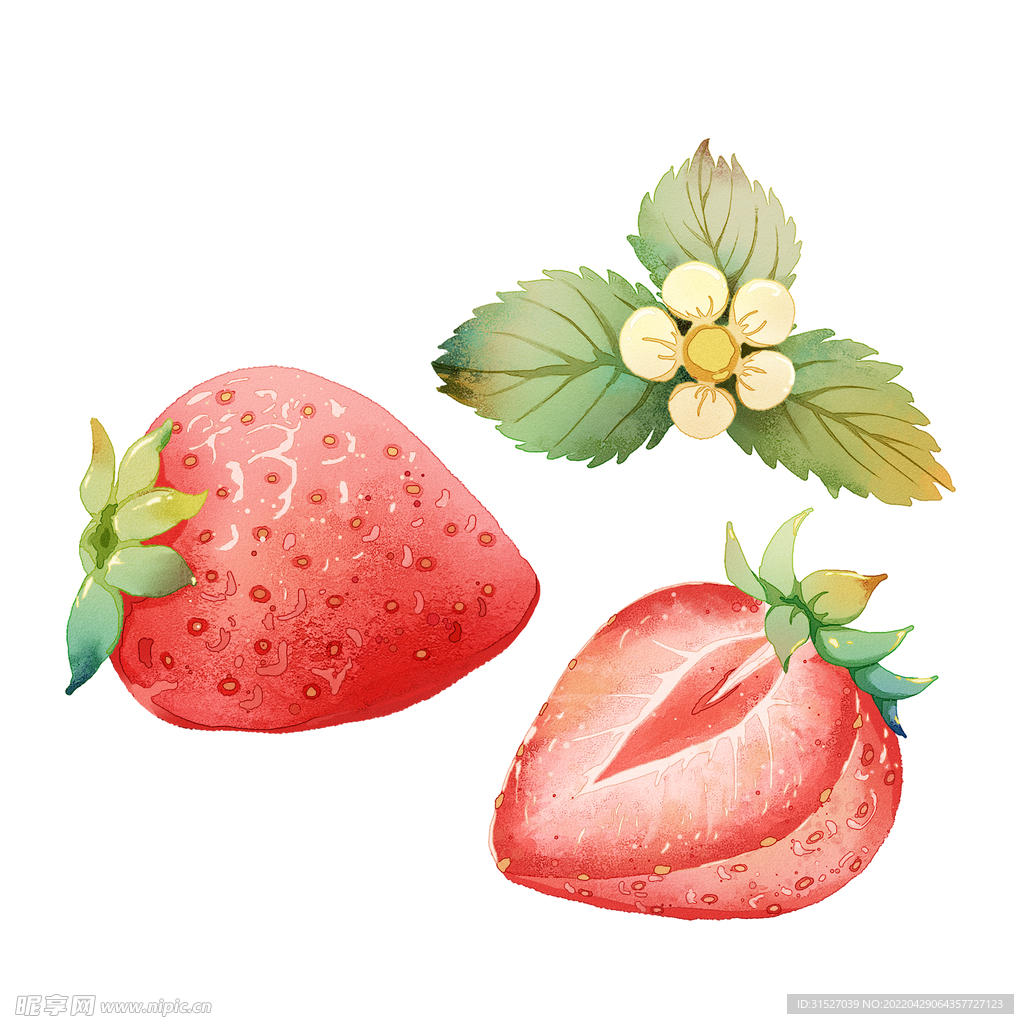 手绘风水果草莓