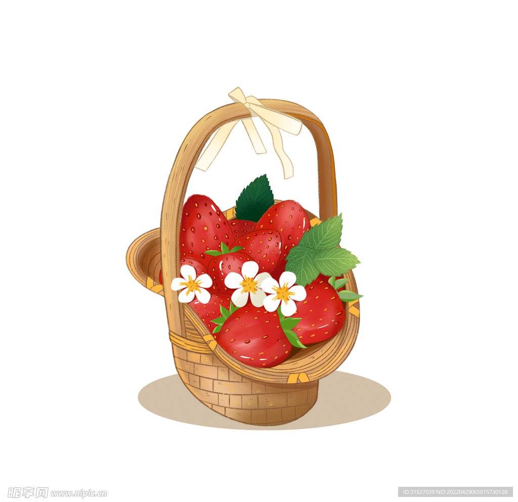 一篮子草莓插画手绘草莓 