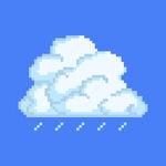 矢量云朵下雨天气像素化风格