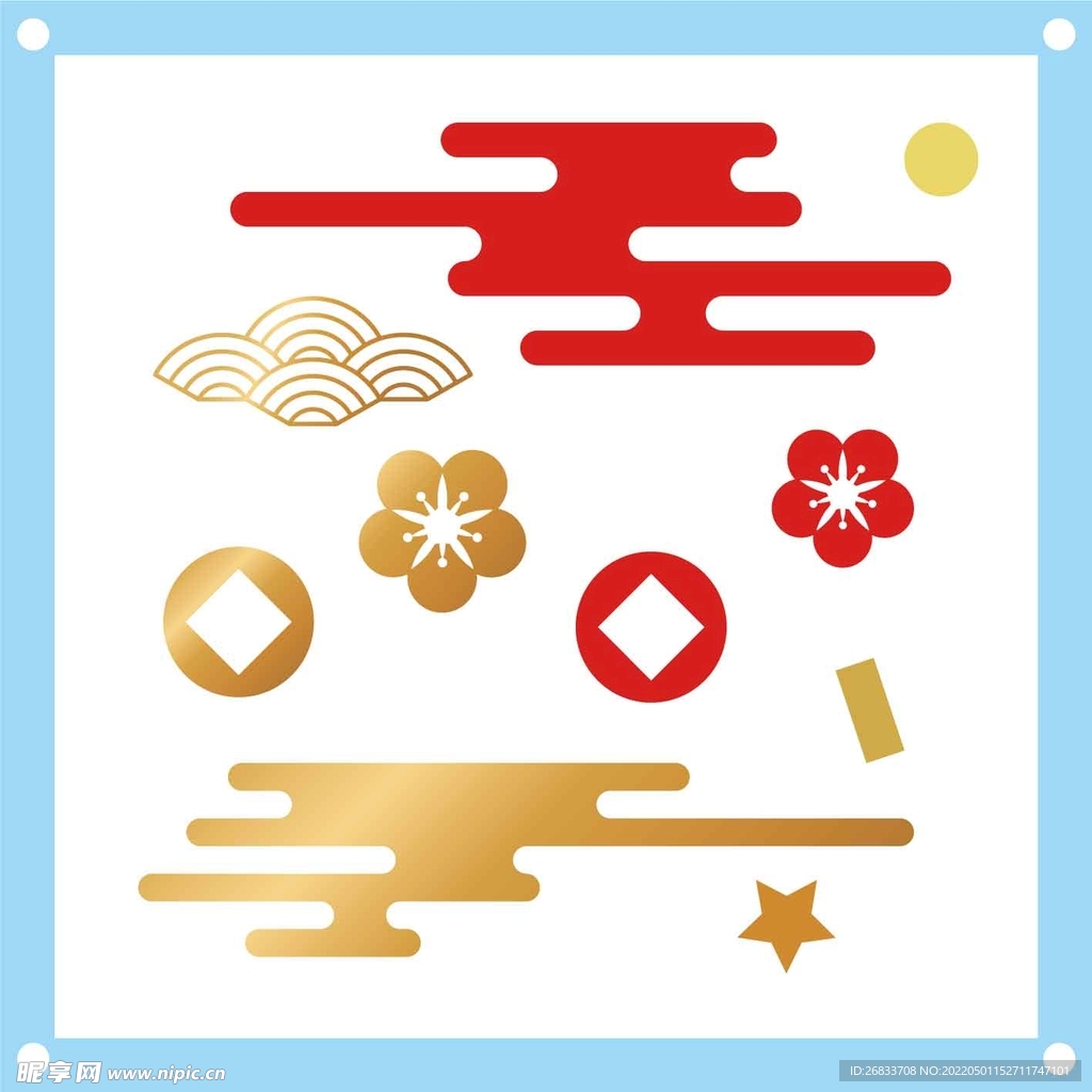 中国风祥云花朵素材