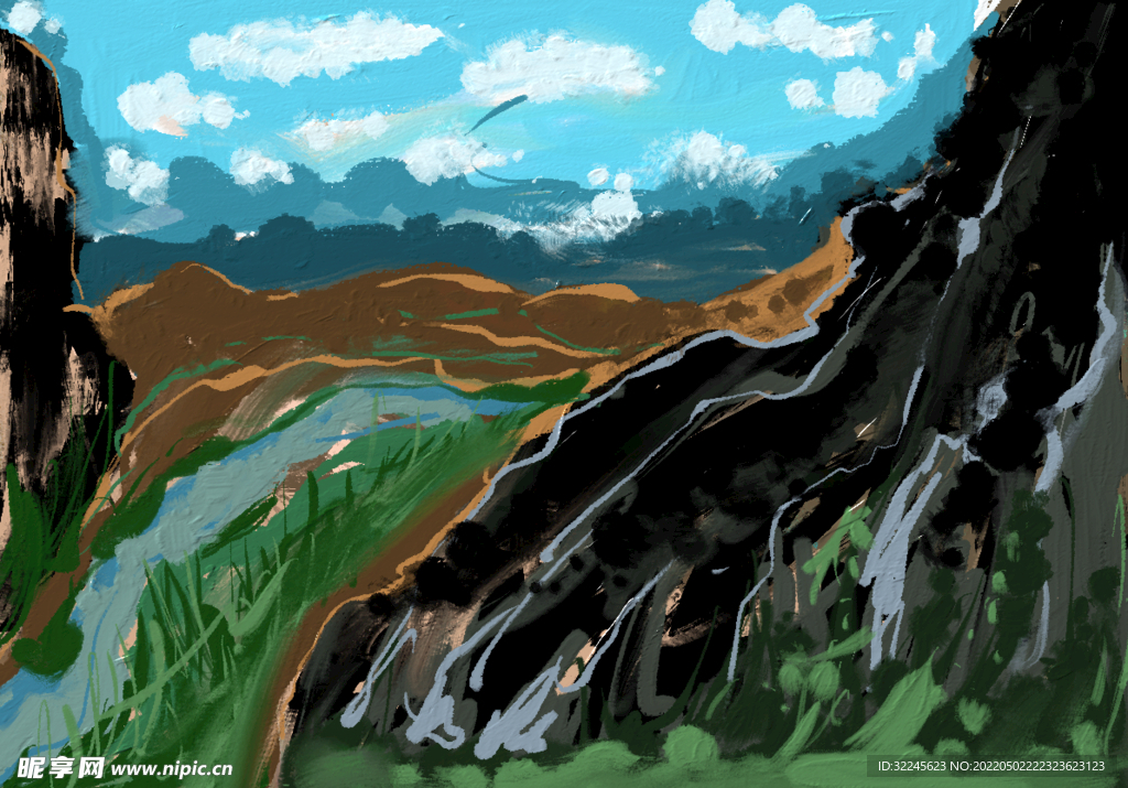 山水 油画