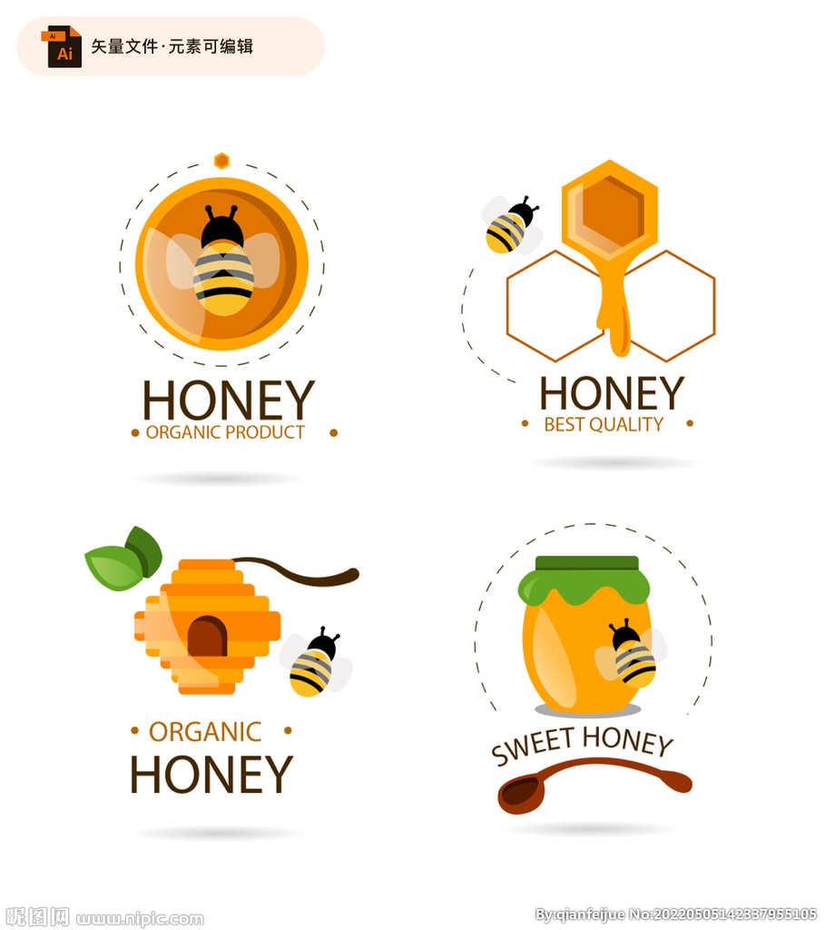 精美蜂蜜标志矢量图