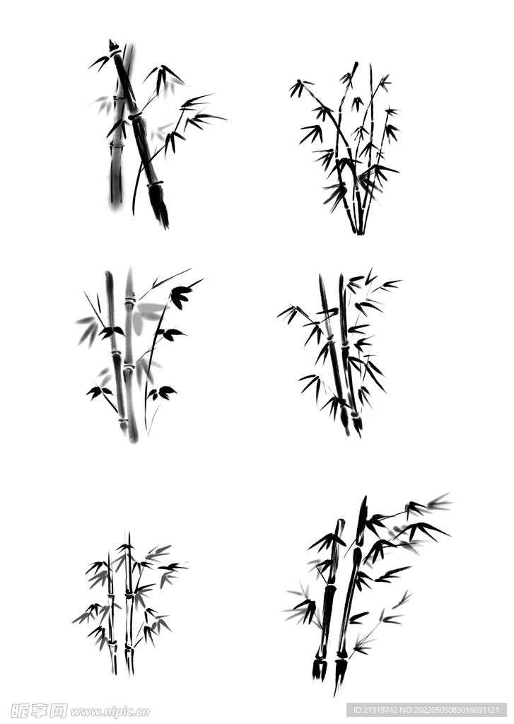 竹子水墨画素材