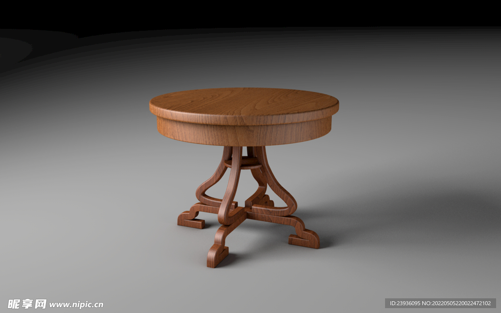 实木木纹异形圆形桌子效果图