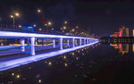 明月湖大桥霓虹夜景 