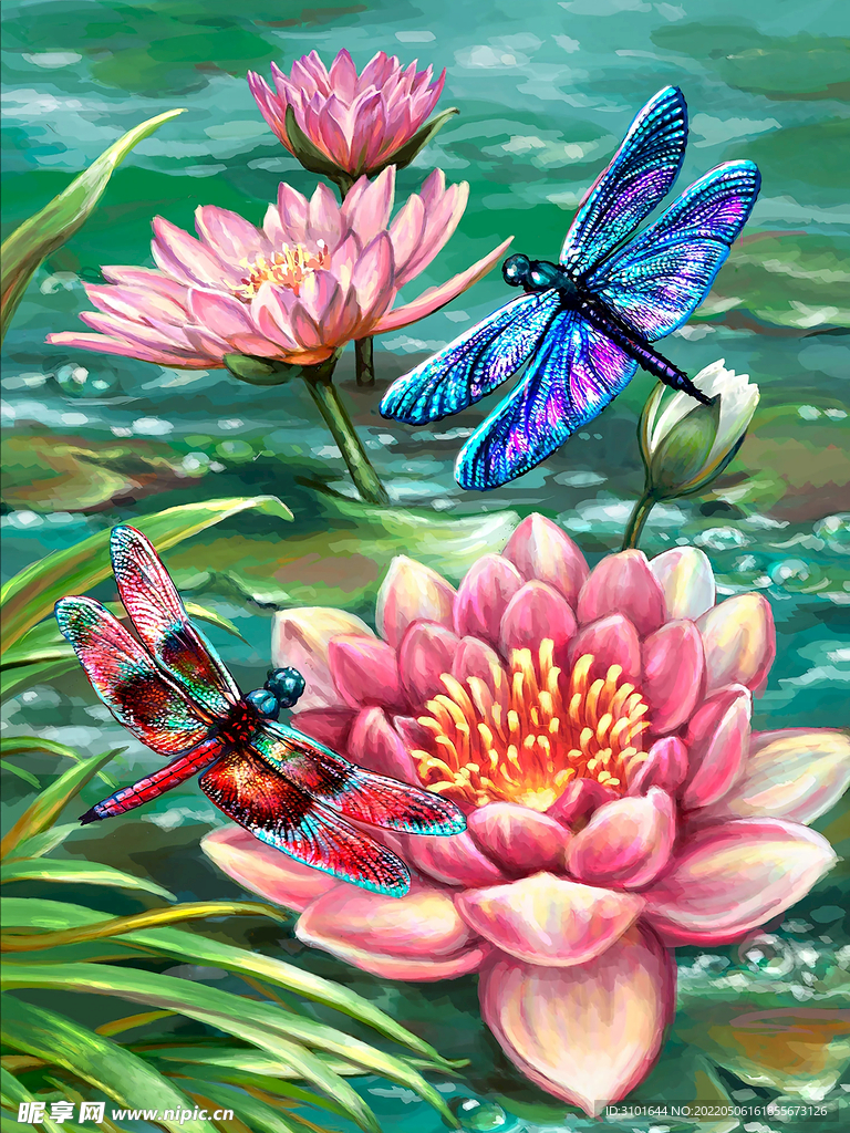 花卉动物数码油画