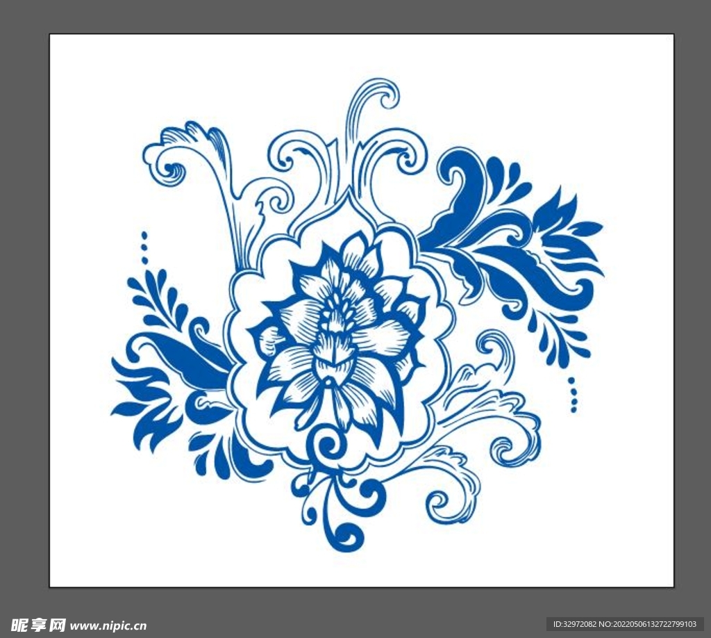 青花兰彩矢量图