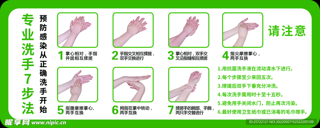 专业洗手七步法 