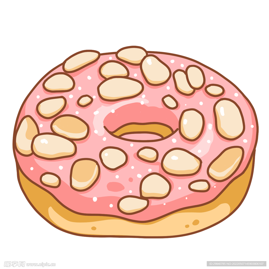 手绘插画美食甜品甜甜圈分层文件