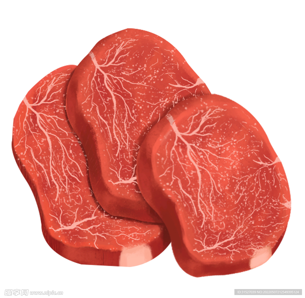 三块牛排牛肉插画