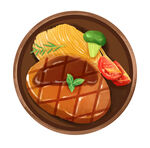 卡通手绘牛肉牛排素材 