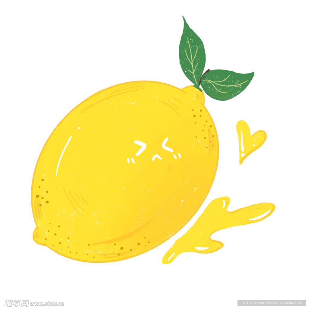 手绘水彩柠檬插画  