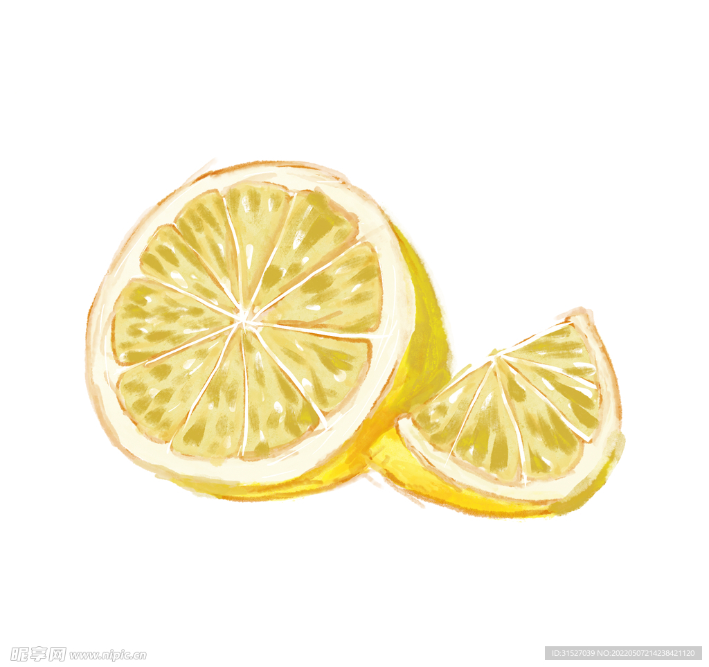 手绘柠檬片元素