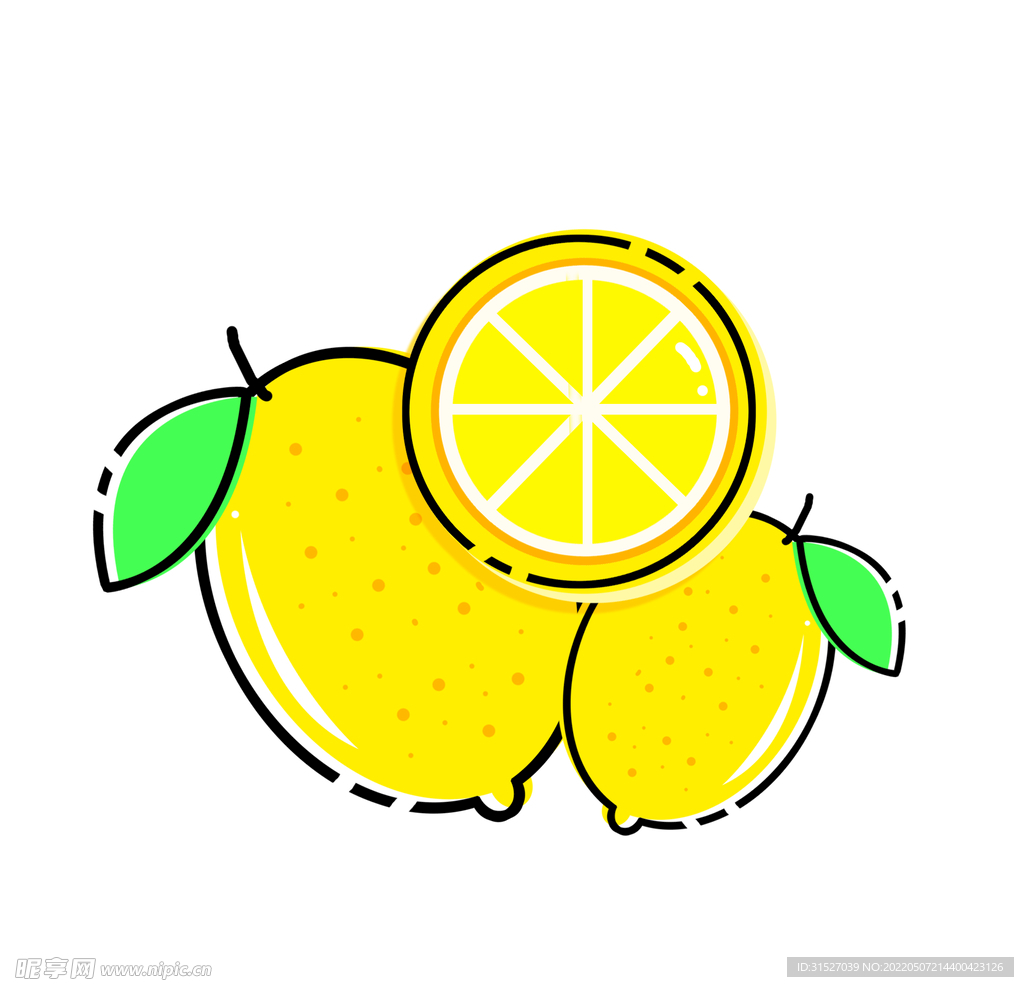 手绘水彩柠檬插画
