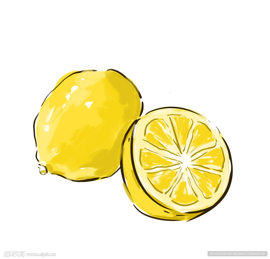 手绘水彩柠檬插画