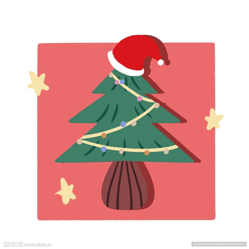 卡通圣诞树 扁平机理风