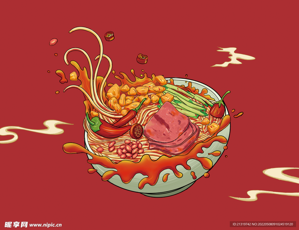 美食螺蛳粉插画