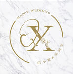 婚礼标志字母LOGO大理石背景