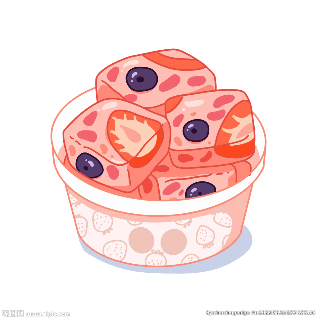 手绘插画炒酸奶夏季美食分层文件