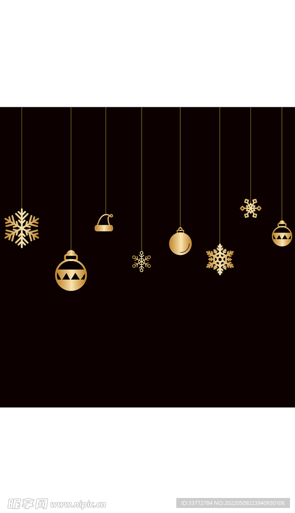 圣诞节雪花吊球装饰扁平元素