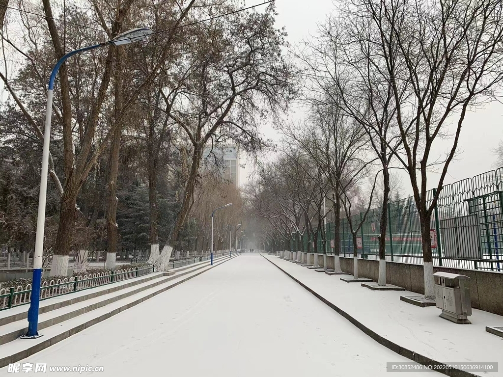 校园雪景