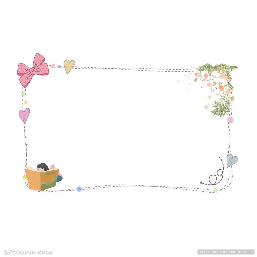 可爱花卉边框