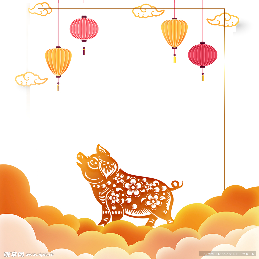 猪年中式节日背景