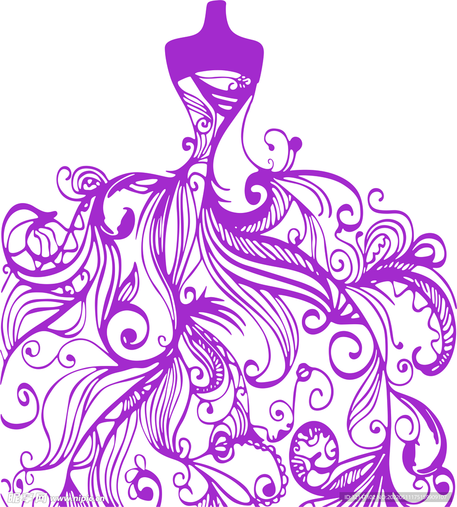 线描矢量裙子